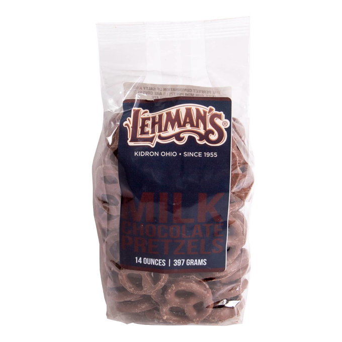 Handcrafted 14-ounce bag of milk chocolate covered pretzels made in USA, a tasty snack perfect for Kitchen & Food, Snacks and Sweets, Candy, Best Sellers, and Promo Eligible collections.