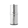 Highly polished stainless steel water filter with 3.25-gallon capacity, featuring dual chambers and a spigot, suitable for emergency supplies, appliances, and water treatment collections.