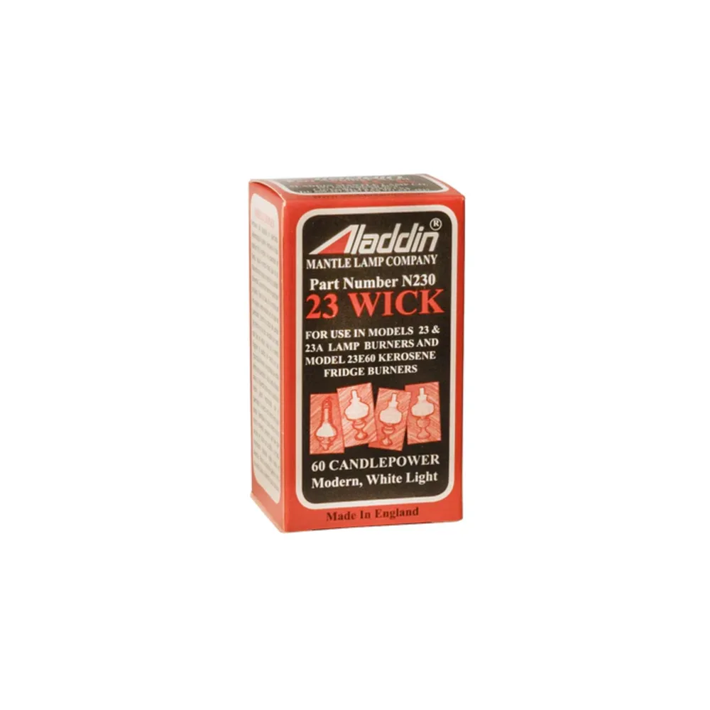 Packaging box for a round oil lamp wick designed for specific Aladdin lamp models, with red and white labeling, featured in Lamps & Lighting, Parts and Accessories, Wicks and Mantles collections.