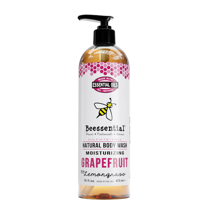 Handcrafted natural body wash in a moisturizing grapefruit and lemongrass scent, sulfate-free and made in USA, featured in Health & Wellness, Grooming, Soaps, and Best Sellers collections.