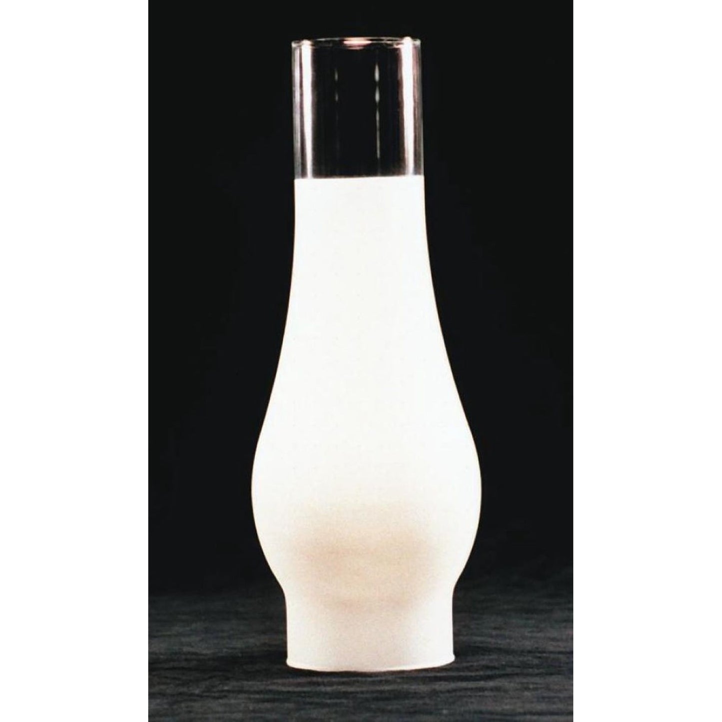 Clear handcrafted glass lamp chimney with a 2-5/8 inch base and distinctive bulge, suitable for vintage round wick lamps, featured in Lamps & Lighting, Parts and Accessories, Chimneys and Globes, Best Sellers, and Promo Eligible collections.