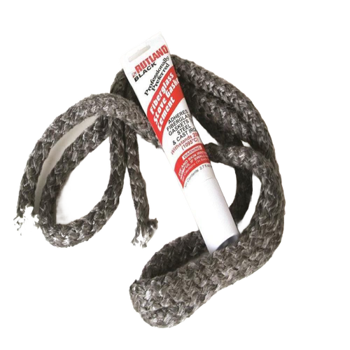 Handcrafted replacement stove gasket kit with seven feet of braided rope and a tube of high-temperature fiberglass sealant, suitable for airtight wood stoves in Stoves and Hearth Accessories collections.