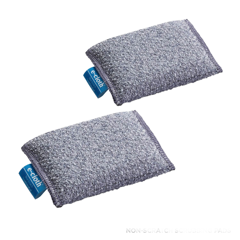 Two gray textured microfiber cleaning pads with blue fabric tags, designed for chemical-free cleaning, featured in Home & Decor, Household Cleaning, Cleaning Utensils and Gadgets, Best Sellers, and Promo Eligible collections.