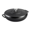 Handcrafted cast iron braiser with lid featuring a triple-seasoned surface for even heat retention, lightweight design, and made in USA, ideal for Kitchen & Food and Cookware collections.