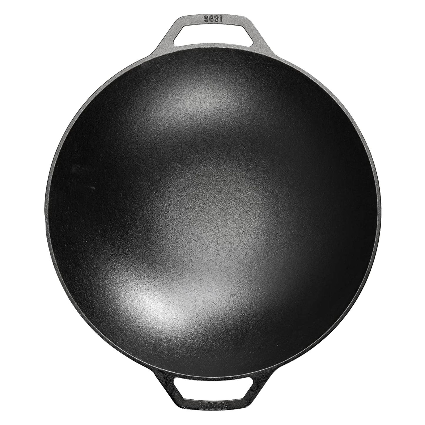 Deep cast iron wok with wide base and balanced handles on both sides, designed for superior heat retention and stir-frying, part of Kitchen & Food, Cookware, and USA Made collections