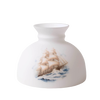 Handcrafted glass lamp shade featuring a detailed sailing ship design on white glass, ideal for Lamps & Lighting, Lamp Shades, Parts and Accessories, and Best Sellers collections.