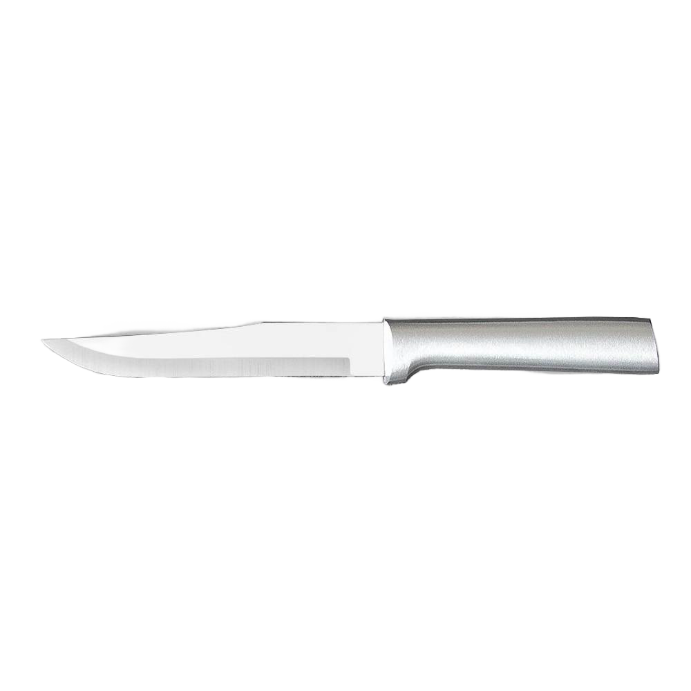 Handcrafted Rada Stubby Butcher Knife with a 5-3/8" stainless steel blade and silver brushed aluminum handle, perfect for Farm, Garden & Tool, Kitchen & Food, Knives & Axes, and USA Made collections.