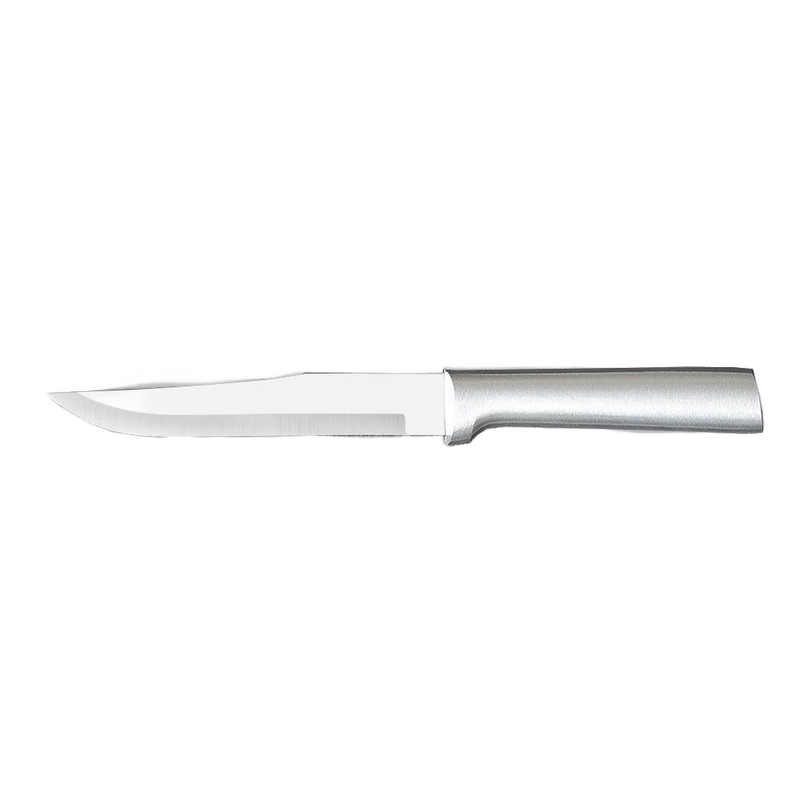Handcrafted Rada Stubby Butcher Knife with a 5-3/8" stainless steel blade and silver brushed aluminum handle, perfect for Farm, Garden & Tool, Kitchen & Food, Knives & Axes, and USA Made collections.