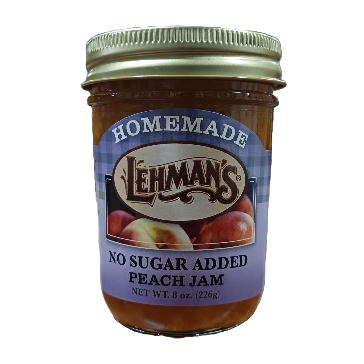 Handcrafted jar of Lehman's no sugar added peach jam made with all-natural ingredients, Amish made in USA, perfect for Kitchen & Food, Food, Peanut Butter & Jellies, and Best Sellers collections.