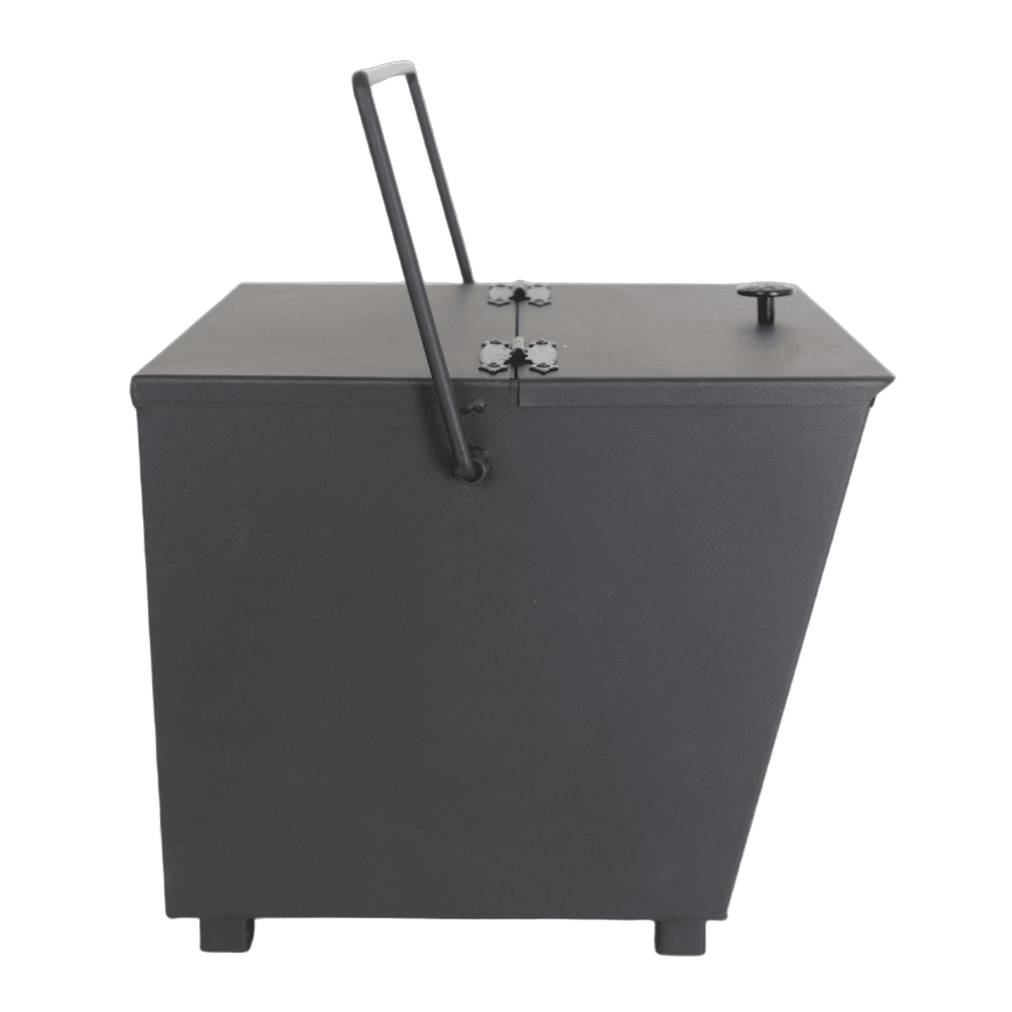 Heavy-duty steel ash carrier bucket with balanced handle and steel legs for easy transport and safe ash storage, featured in Stoves, USA Made, Hearth Accessories, and Best Sellers collections.