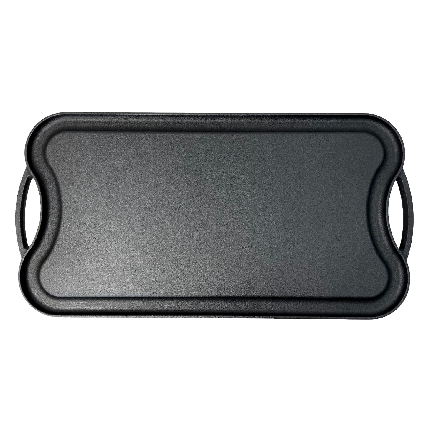Unique handcrafted nitrided cast iron griddle with smooth surface and integrated side handles, designed for long-lasting stick-resistant outdoor cooking, featured in Farm, Garden & Tool, Kitchen & Food, Camping, Cookware, Cast Iron, and Best Sellers collections.