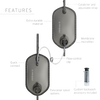 Two gray, durable water filter bags connected by clear tubing featuring carry handle, large opening for filling, and a removable straw for gravity filtration, ideal for camping and emergency use in Farm, Garden & Tool, Appliances, and Water Heating and Treatment collections.