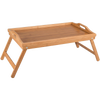 Folding bamboo bed tray with collapsible legs, handcrafted for versatile use in Kitchen & Food, Storage and Serving, Best Sellers, and Promo Eligible collections.