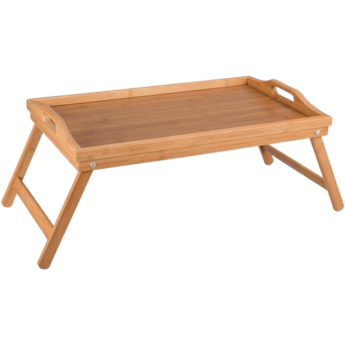 Folding bamboo bed tray with collapsible legs, handcrafted for versatile use in Kitchen & Food, Storage and Serving, Best Sellers, and Promo Eligible collections.