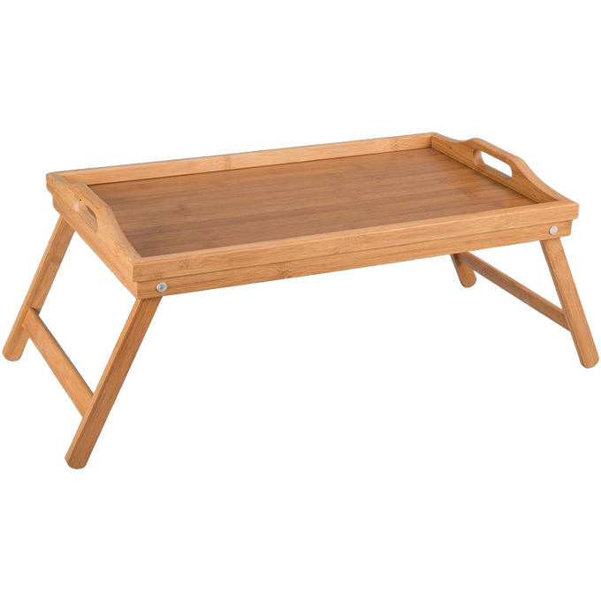 Folding bamboo bed tray with collapsible legs, handcrafted for versatile use in Kitchen & Food, Storage and Serving, Best Sellers, and Promo Eligible collections.