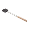 Cast iron sandwich iron with hinged mold and wooden handle, designed for toasting sandwiches over campfires, featured in Farm, Garden & Tool, Camping, Best Sellers, and Promo Eligible collections.