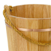 Handcrafted Old-Fashioned Wooden Bucket with kiln-dried oak slats, burnished copper-colored metal band, and durable handmade sisal rope handle, featured in Farm, Garden & Tool, USA Made, and Best Sellers collections.