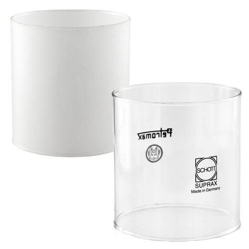 Set of two high-temperature resistant clear borosilicate glass globes for pressure lamps, crafted for durability and heat safety, featured in Lamps & Lighting and Parts and Accessories collections.