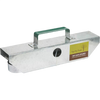 Galvanized metal sap bag holder with green handle, designed for securing maple sap bags, handcrafted and made in USA, ideal for farm, orchard, and maple sugaring supplies collections.