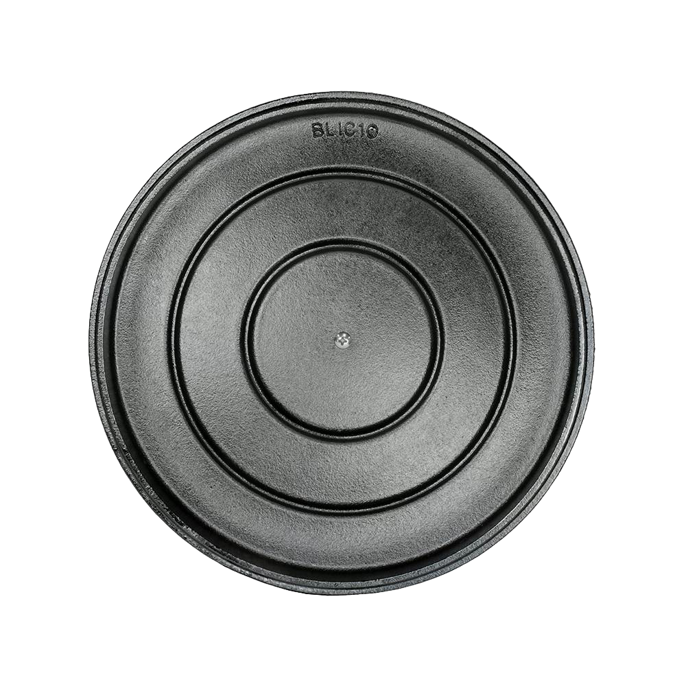 Heavy-duty cast iron lid with a triple-seasoned finish, designed to lock in moisture for flavorful cooking, featured in Kitchen & Food, Cast Iron, USA Made, and Best Sellers collections.