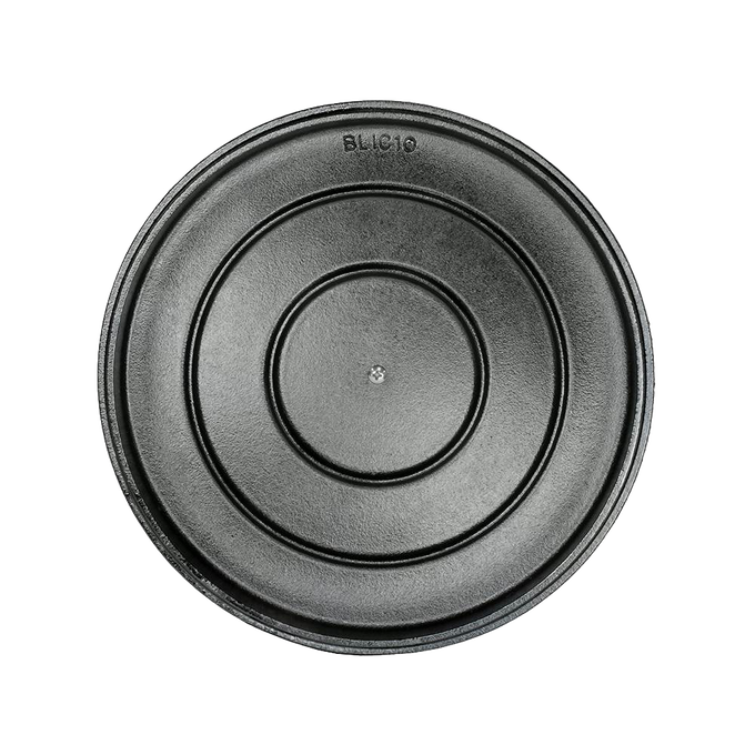Heavy-duty cast iron lid with a triple-seasoned finish, designed to lock in moisture for flavorful cooking, featured in Kitchen & Food, Cast Iron, USA Made, and Best Sellers collections.