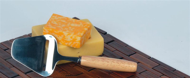 Traditional cheese plane with a stainless steel blade and wooden handle, ideal for slicing semi-hard cheeses, featured in Kitchen & Food and Specialty Equipment collections.