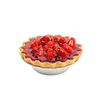 Hand-poured scented candle resembling a strawberry pie with glossy red topping and shiny fruit, handcrafted in the USA, ideal for kitchen décor and holiday hosting collections.