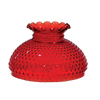 Rich cranberry-colored hobnail glass lamp shade with scalloped edge, handcrafted for use with oil lamps, featured in Lamps & Lighting, Parts and Accessories, and Lamp Shades collections.