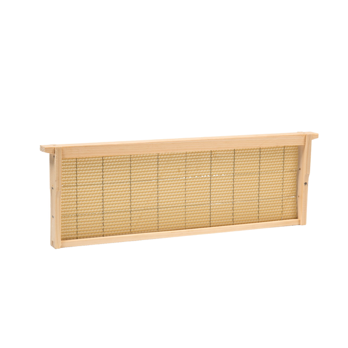 Handcrafted medium wooden bee frame with wired natural beeswax foundation for stability, made in the USA, Amish made, ideal for Farm, Garden & Tool and Beekeeping Supplies collections.