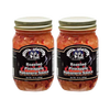 Two jars of roasted pineapple habanero sauce with a black label featuring white text and a graphic, crafted in the USA, ideal for Kitchen & Food and Pantry collections.
