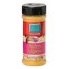 Clear plastic seasoning bottle with black lid containing bright yellow buttery jalapeno popcorn seasoning, labeled fat free and made in USA, featured in Kitchen & Food and Best Sellers collections.