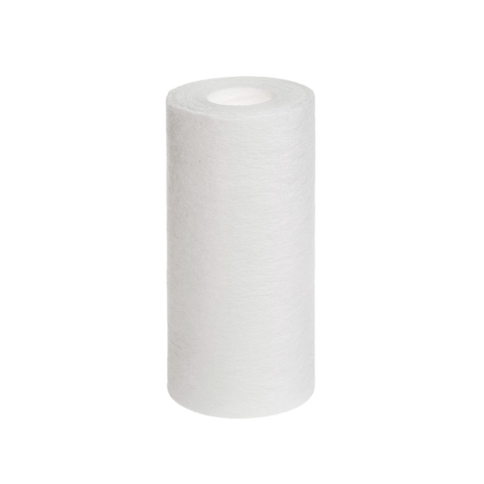 Cylindrical white replacement sediment filter cartridge designed for use with water treatment and emergency supply systems in farm, garden, and appliance applications.