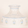 Handcrafted glass oil lamp shade featuring delicate blue rose patterns with scalloped edges, part of Lamps & Lighting, Lamp Shades, Parts and Accessories, Best Sellers, and Promo Eligible collections.