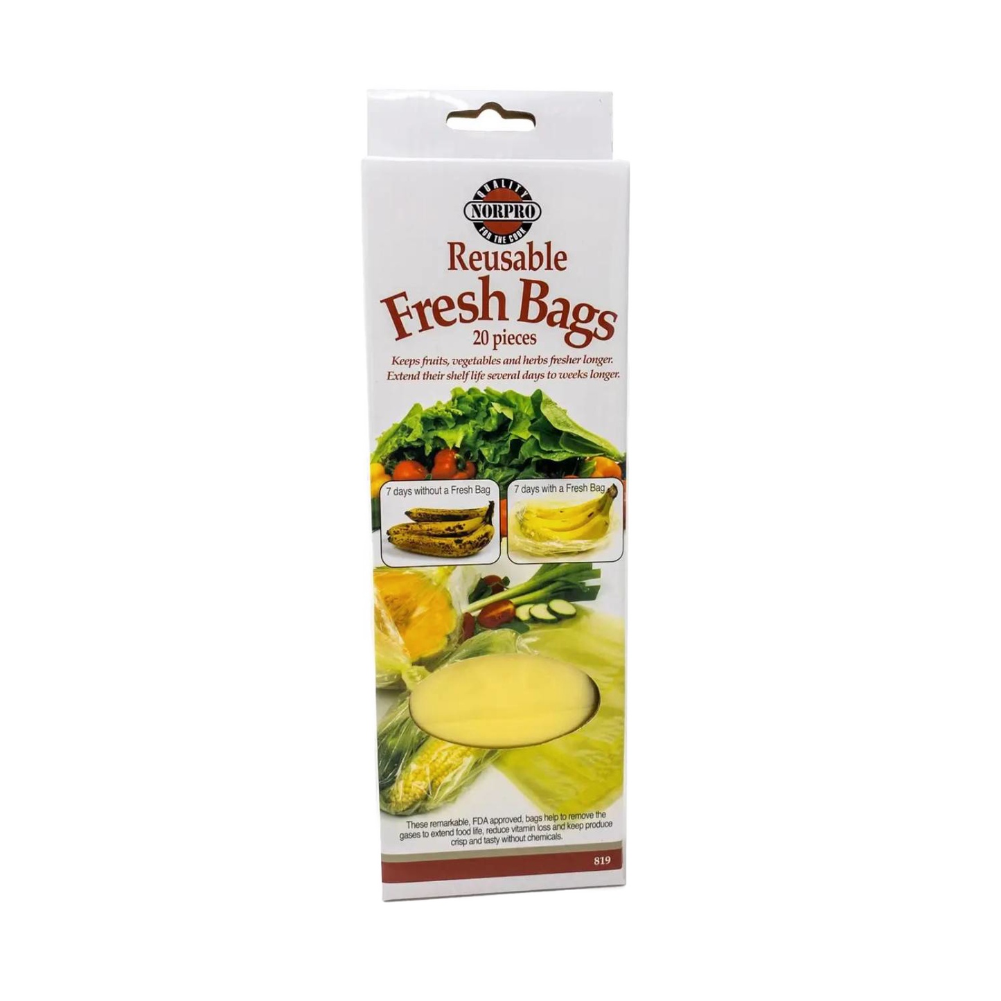 Package of handcrafted reusable fresh produce bags with 20 pieces, designed to extend fruit and vegetable freshness, featured in Kitchen & Food, Storage and Serving, and Best Sellers collections.