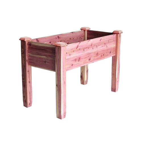 Handcrafted elevated garden bed made from aromatic red cedar, naturally resistant to weather and insects, designed for easy organic gardening, featured in Farm, Garden & Tool and USA Made collections.