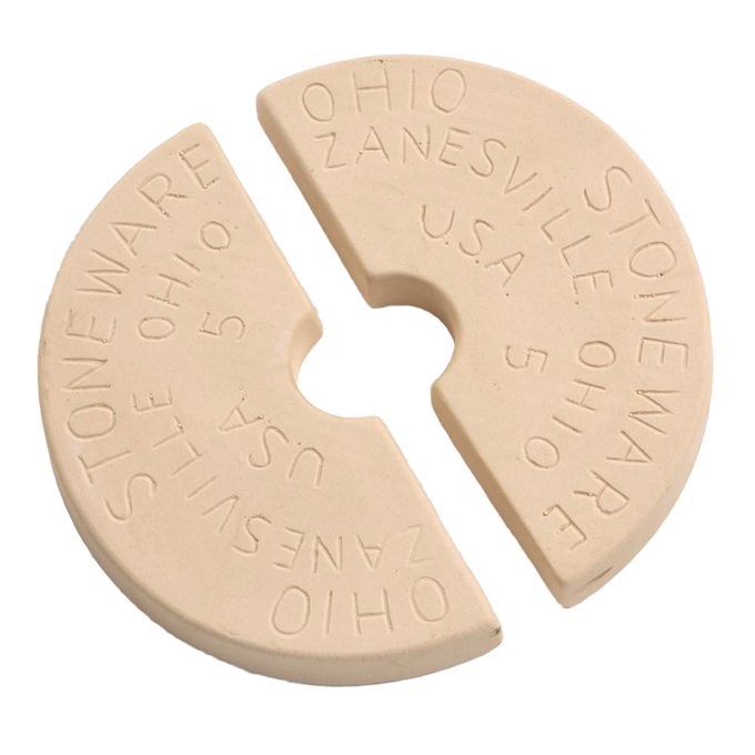 Two-piece ceramic weight stones made in the USA, designed for numbered stoneware crocks to keep food submerged during fermenting and pickling in Kitchen & Food, Food Preservation, and USA Made collections.