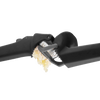 Black garlic press with a grating mechanism that presses unpeeled cloves and self-cleans, designed for efficient food prep in Kitchen & Food, Choppers and Cutters, and Kitchen Gadgets collections.