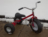 Red sturdy tricycle with heavy-duty knobby tires suitable for snow and rough outdoor terrain, featuring an adjustable seat, designed for durability and all-season play in Children's Toys and Outdoor Play collections.