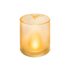 Inflatable translucent solar LED candle with warm flickering light, designed for safe, portable use in camping, emergency supplies, and outdoor lighting collections.