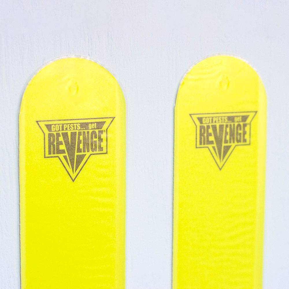 Two bright yellow fly sticks featuring bold pest control warnings, designed for effective insect trapping, part of Farm, Garden & Tool, Pest Control, and Best Sellers collections.