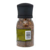 Clear bottle filled with a roasted garlic and herb spice blend, featuring a black adjustable grinder top and recyclable labeling, ideal for Kitchen & Food, Pantry, and Grilling collections.