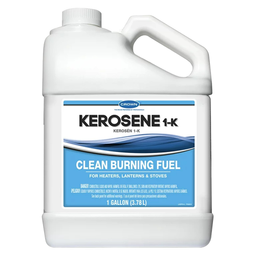 1-gallon container of pure, clean-burning kerosene fuel made in USA, ideal for heaters, lanterns, stoves, and included in farm, garden, emergency, and lamp fuel collections.