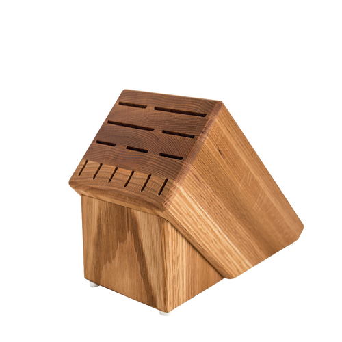 Rada Essential Oak Block Knife Set with Black Resin Handles