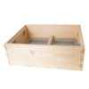 Handcrafted wooden winter hive topper with mesh bottom and ventilation slots, designed for moisture control in bee hives, Amish made, USA made, ideal for farm and beekeeping use.