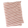 Thick, absorbent double-layer dishcloth in white with red stripes, crafted from a poly/cotton blend, made in USA, suitable for Kitchen & Food and Kitchen Textiles collections.