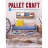 Cozy rustic living room featuring handmade wooden pallet furniture including a sofa with colorful cushions, a coffee table, and wall shelf, showcasing creative DIY home and garden ideas from a bestselling craft book.