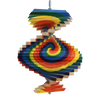 Handcrafted wooden spiral wind spinner with vibrant multi-colored tie dye design, made in USA, perfect for Home & Decor, Garden Accessories, Farm, Garden & Tool, and Best Sellers collections.