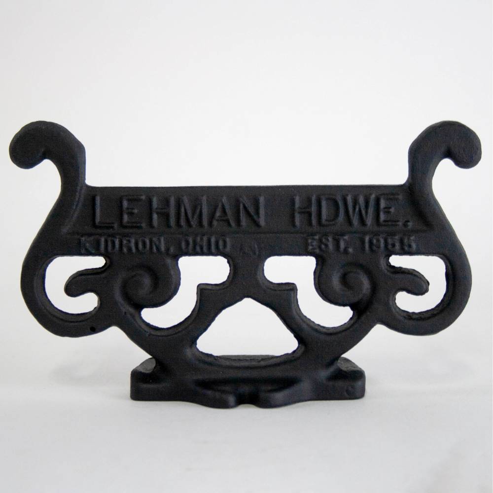 Black cast aluminum boot scraper with vintage scrollwork, handcrafted by Amish artisans in the USA, designed for Home & Decor, Household Helpers, and Best Sellers collections.