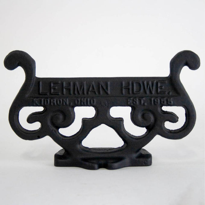 Black cast aluminum boot scraper with vintage scrollwork, handcrafted by Amish artisans in the USA, designed for Home & Decor, Household Helpers, and Best Sellers collections.