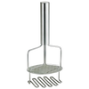 Stainless steel dual-function potato masher and ricer with spring-loaded handle, designed for smooth, lump-free mashed potatoes; featured in Kitchen & Food and Best Sellers collections.